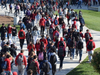 Dublin High students wore red in remembrance of their classmates killed in a car crash.