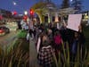 Protesters gathered Thursday at Livermore's Flag Pole Plaza.