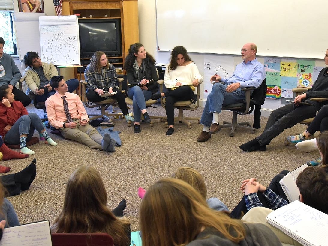 Students interview John Laird, a candidate for the California State Senate.