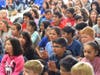 Dublin Elementary listens to Dublin High speakers and performers.