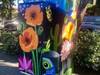 A colorful painted utility box by artist Paula Kim, at San Ramon Valley Boulevard and Courtyard Center.