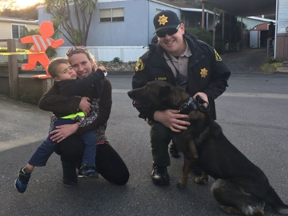 A Santa Cruz County mother hugs her son thought to have gone missing during a game of hide-and-seek.