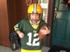Chase Miller dressed up as Aaron Rodgers for Halloween.