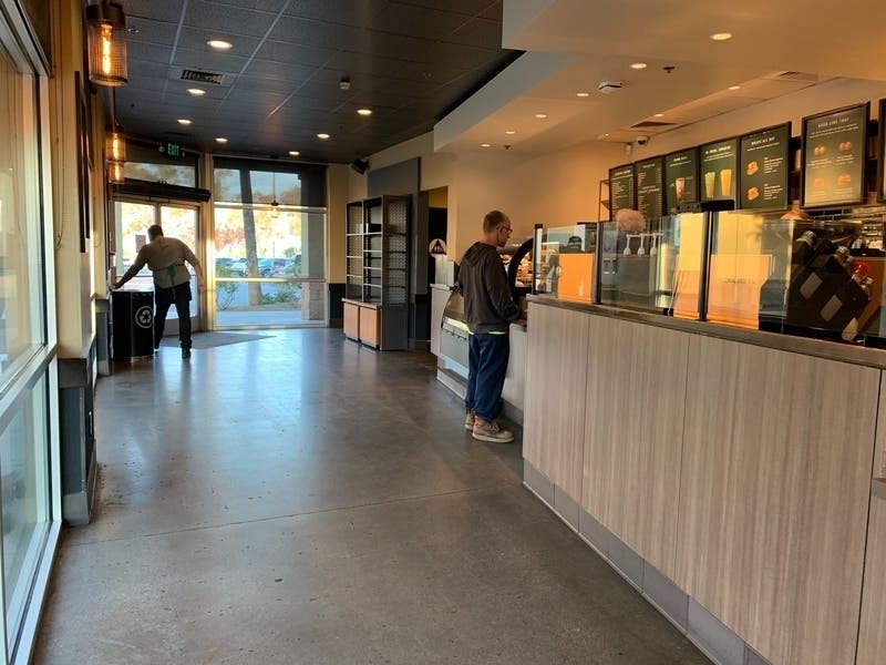 An empty Starbucks in California.