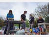 Volunteers collect goods at last Friday's drive.