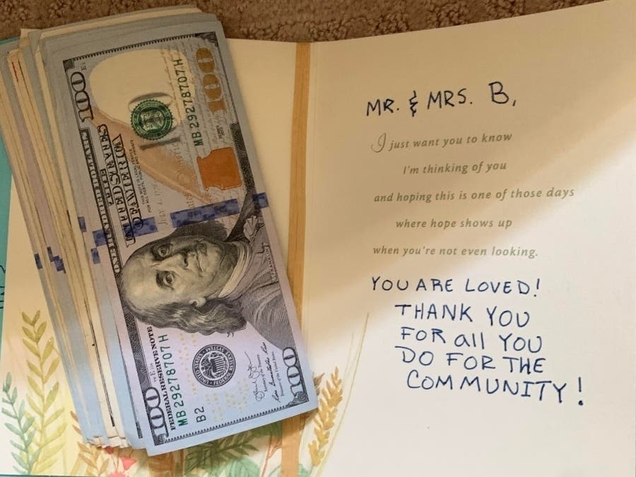 Eric B. received this surprise gift on Monday.