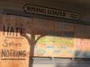 A handful of businesses in downtown Pleasanton was boarded up, but the community left behind messages encouraging activism and peace.