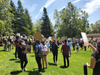 Protesters gather in Pleasanton's Amador Valley Community Park.