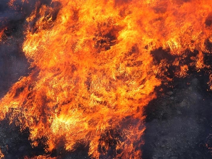 The fire was burning near Tesla Road.