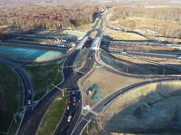 A new divegring diamond interchange is now open at I-95 Exit 140 in Stafford County.