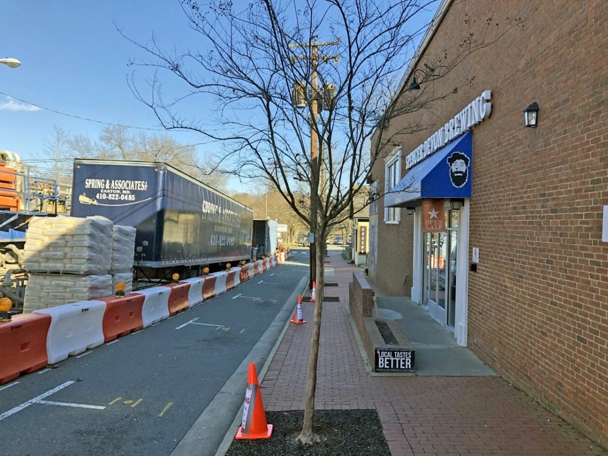 Spencer Devin Brewing will stay open during construction on the steet.in the front of its building.