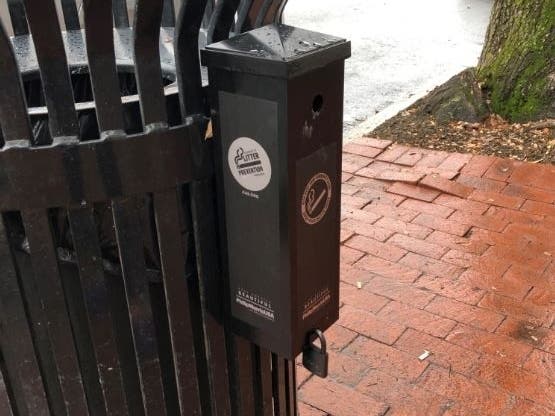 A new sidewalk buttler installed along William Street in downtown Fredericksburg.