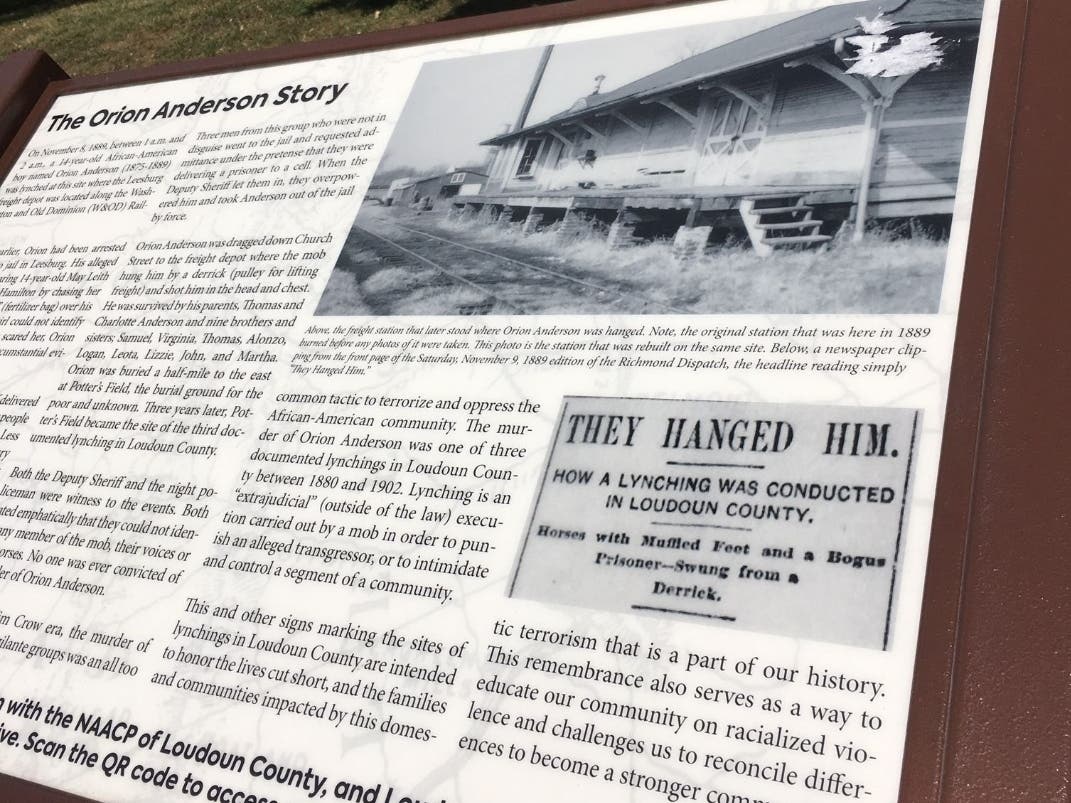 A historical marker was dedicated last summer marking the place in Leesburg where 14-year-old Orion Anderson was lynched.