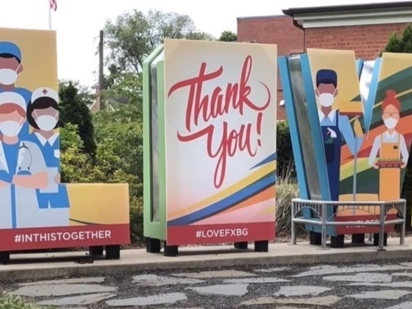 The City of Fredericksburg converted the LOVE sign in Hurkamp Park to honor front-line workers during the coronavirus crisis.