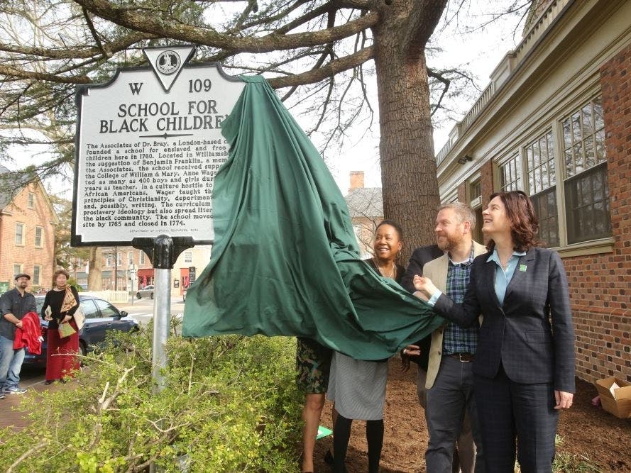 William & Mary officials revealed a historical marker in March 2019 commemorating the spot where the Bray School was once located.