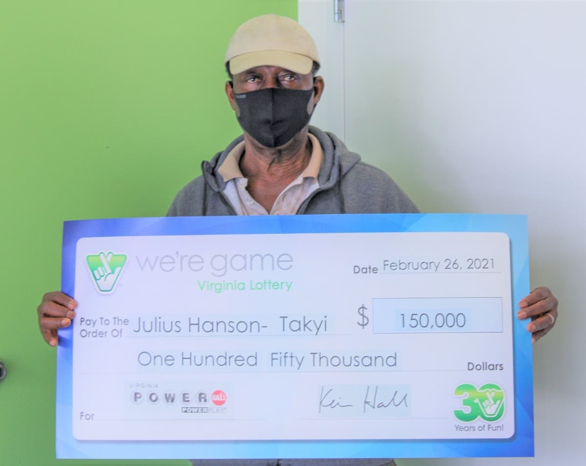 Julius Hanson-Takyi of Lorton bought the winning Powerball ticket at the Shell at 14352 Gideon Drive in Woodbridge.