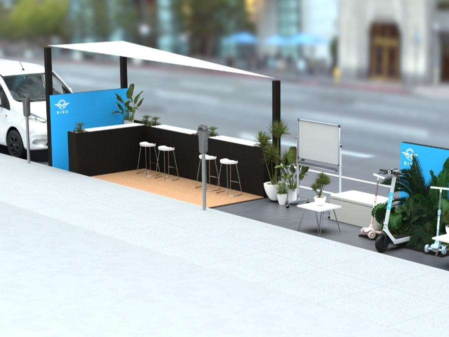 Rendering of a Bird Parking Spot takeover. On Friday, e-scooter company Bird recognized Park(ing) Day by transforming a parking spot in the District of Columbia and participating in the city of Alexandria’s Learn to Ride event.