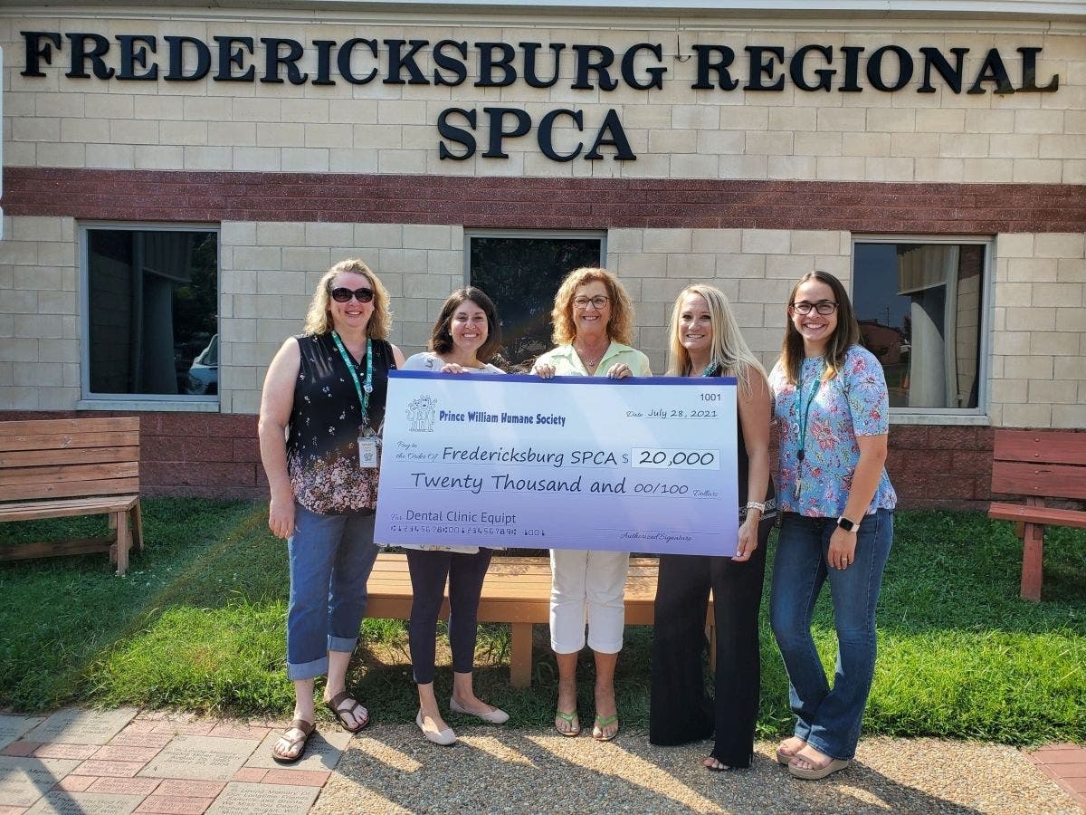 From left, Sarah Chiles, clinic manager, Fredericksburg SPCA; Dee Hwang, senior director of development, Fred SPCA; Lori Leary, president, Prince William Humane Society; Carrie Withers, exec. director, Fred SPCA; Allie Names, deputy director, Fred SPCA.