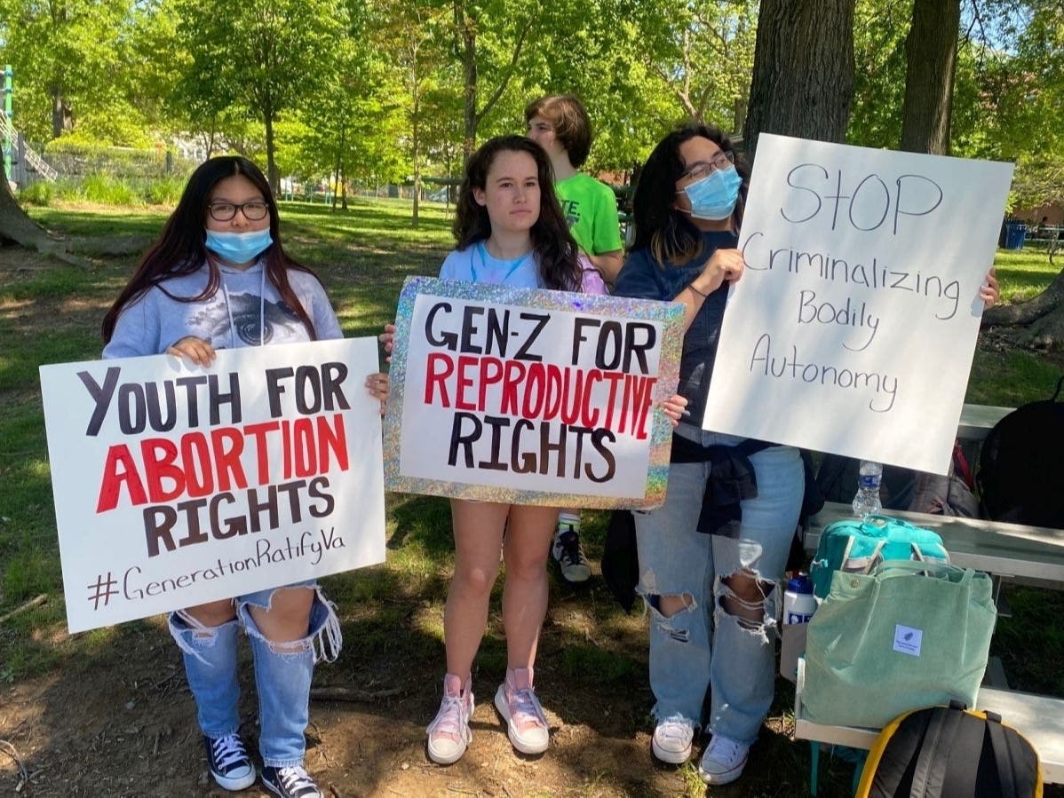 About 150 students walked out of Washington-Liberty High School during the school day on Monday. The protest, which was organized by Generation Ratify VA, was in support of abortion rights.