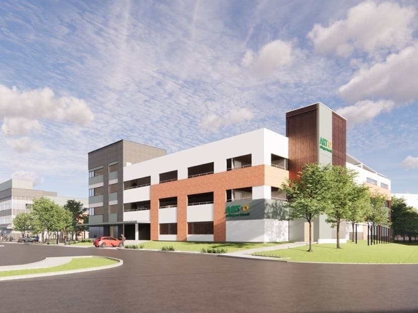 Rendering of the new operations and maintenance facility as seen from Shirlington Rd. Arlington officials broke ground on the project on Wednesday.