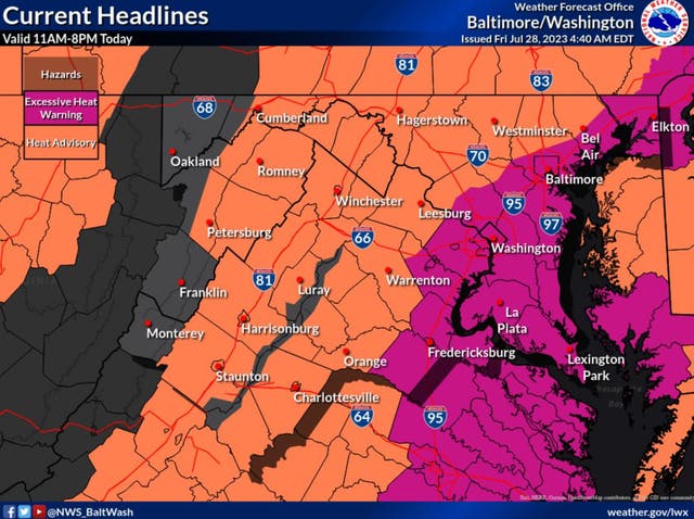 VA, DC Weather: Excessive Heat Warning In Effect, With Record Possible ...