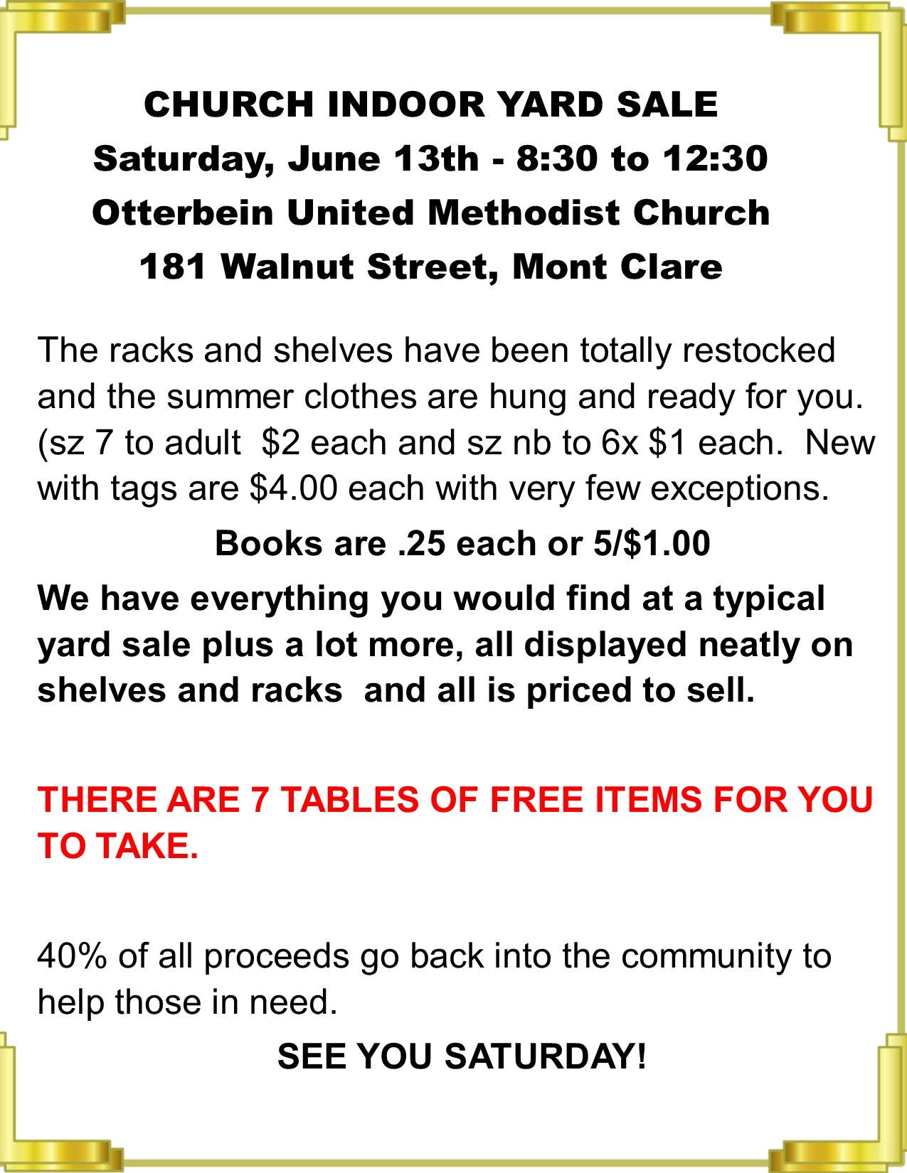 Huge Indoor Church Yard Sale