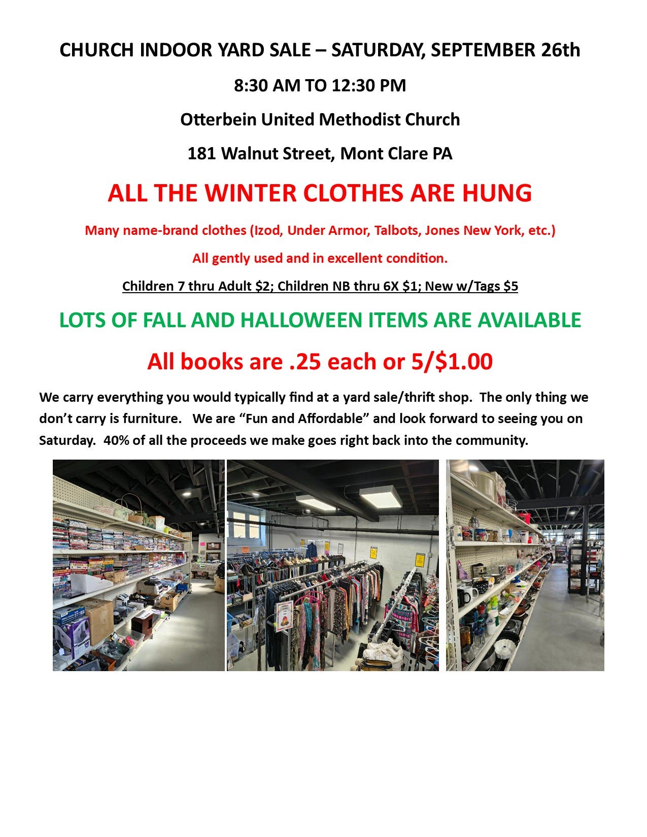 Huge Indoor Church Yard Sale