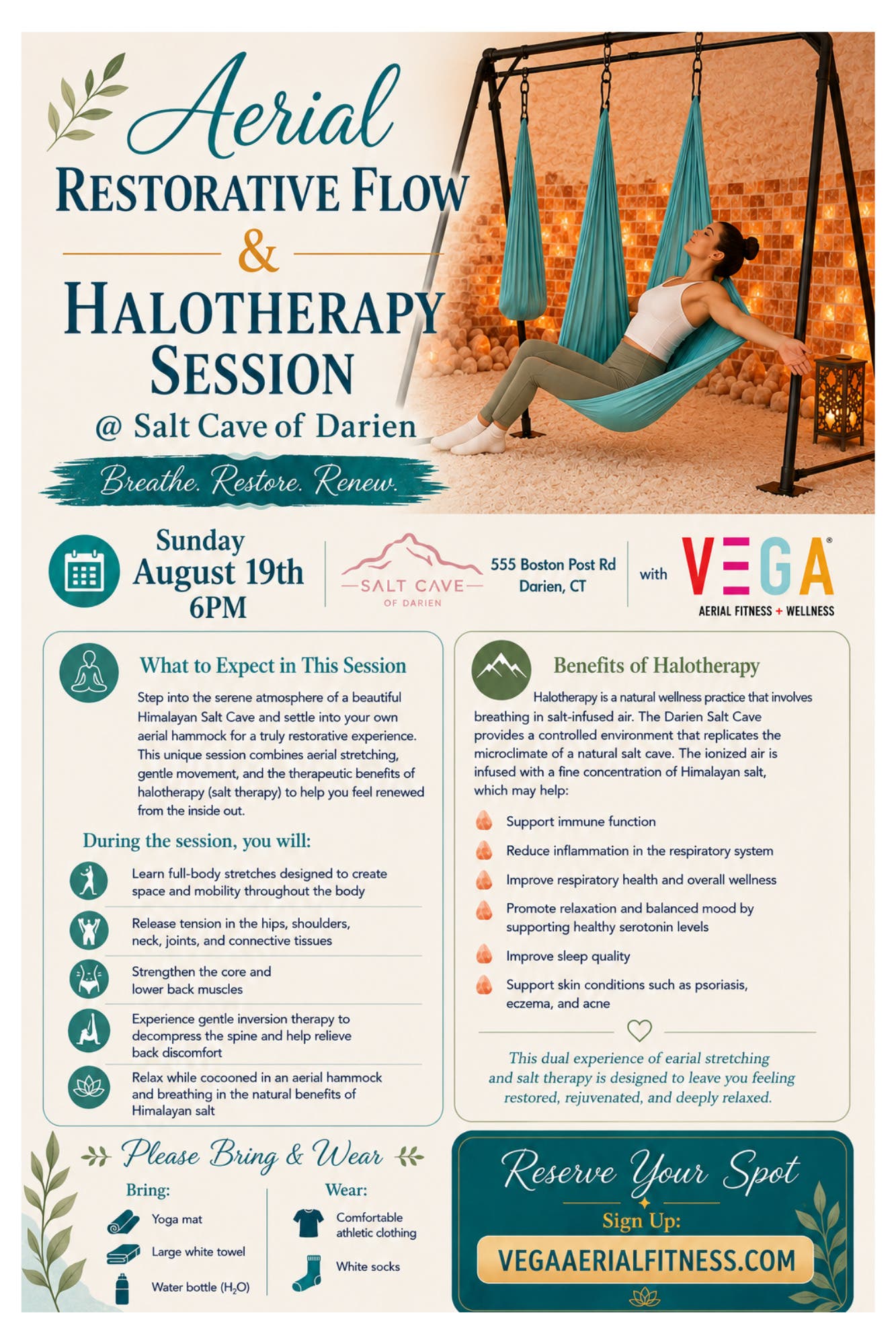 Restorative Aerial Fusion Class with VEGA Aerial Fitness