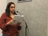 Elmhurst resident Rosie Anglewicz asks the City Council to support her family's proposal for a 49-square-foot expansion to their home, which would allow them to have a second full bathroom. 