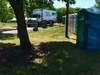 The Darien Park District says the this large box truck in the background caused the damage to a path during last year's DarienFest at Community Park. 