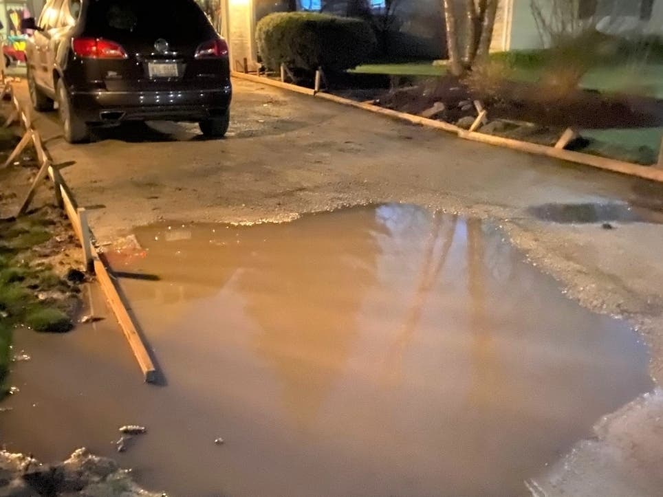 This is Megan Richards Martin's driveway earlier this year after it was removed. She said an Elmhurst man collected $10,000 for home repair projects, but did not complete them, according to a police report. 