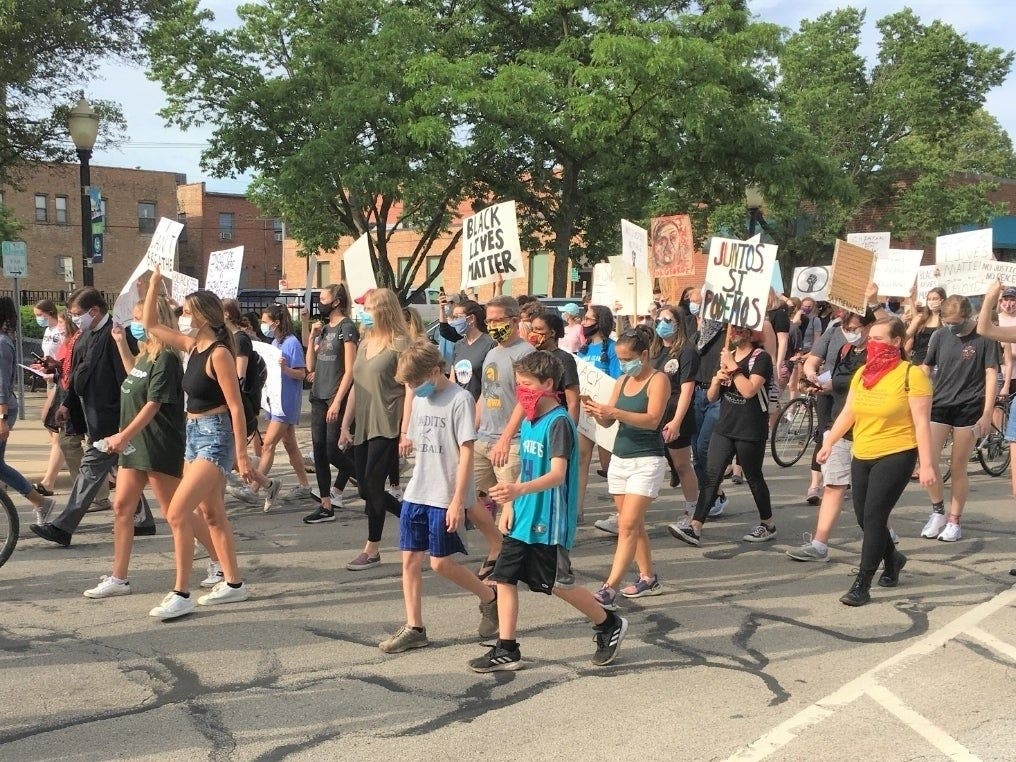 Hundreds marched in a Black Lives Matter protest in La Grange in early June. 