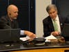 Elmhurst Mayor Scott Levin (right) on Monday said the City Council's approval of a sober living home's request was what the city was required to do. Next to him is City Manager Jim Grabowski. 