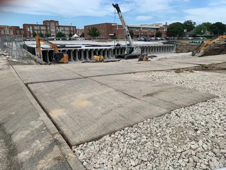 One of Elmhurst's stormwater projects occurred in front of York High School over the summer. The city is trying to find ways to cover debt for such projects. 