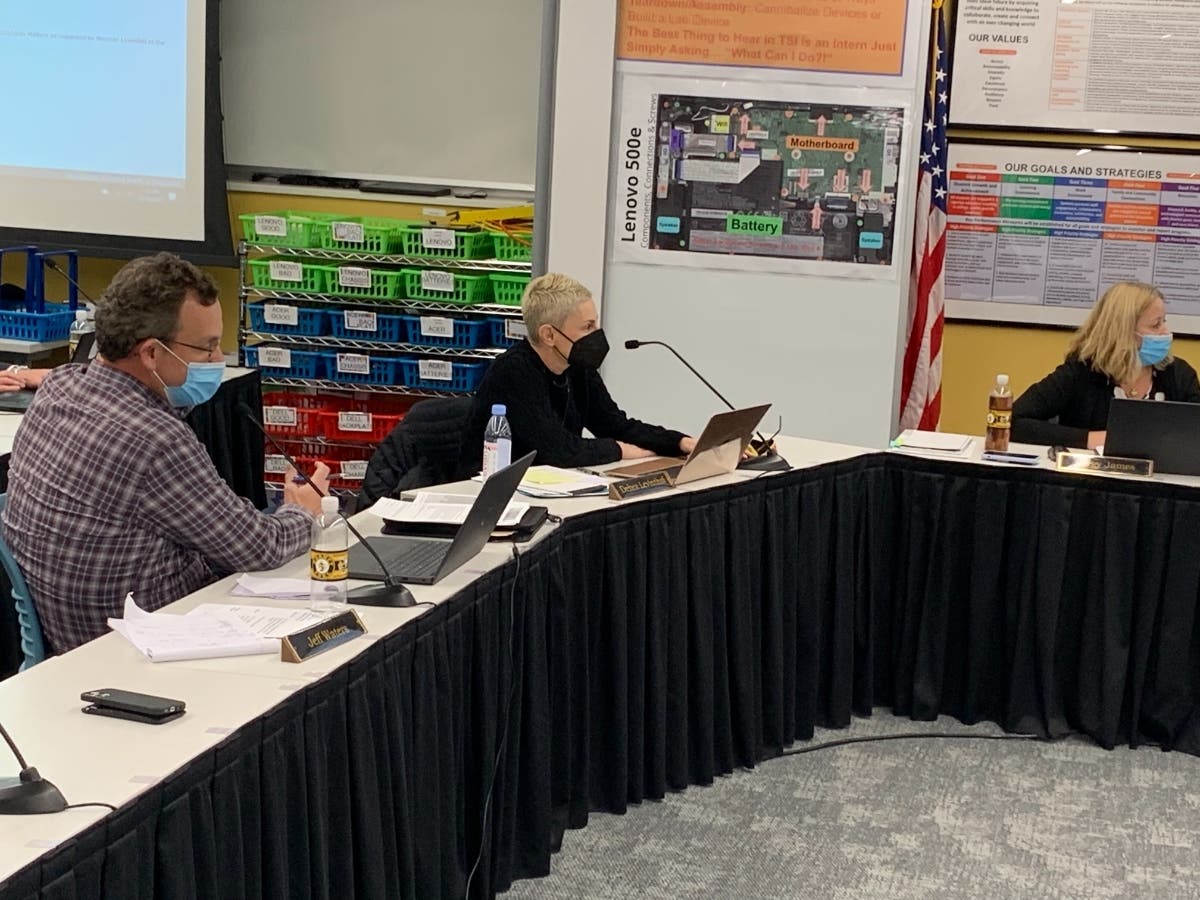 Debbie Levinthal (middle), a member of the Hinsdale High School District 86 board, sought a discussion on the district's legal bills last week. She and members Jeff Waters (left) and Peggy James (right) voted against approval of the legal bills. 