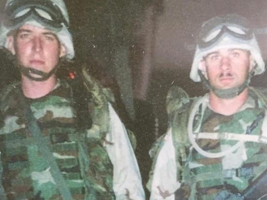 Hinsdale South graduates Bob Allen (left) and Brad Drake served twice together in Afghanistan as members of the U.S. Army's military police. Drake wrote a book about their experiences. 