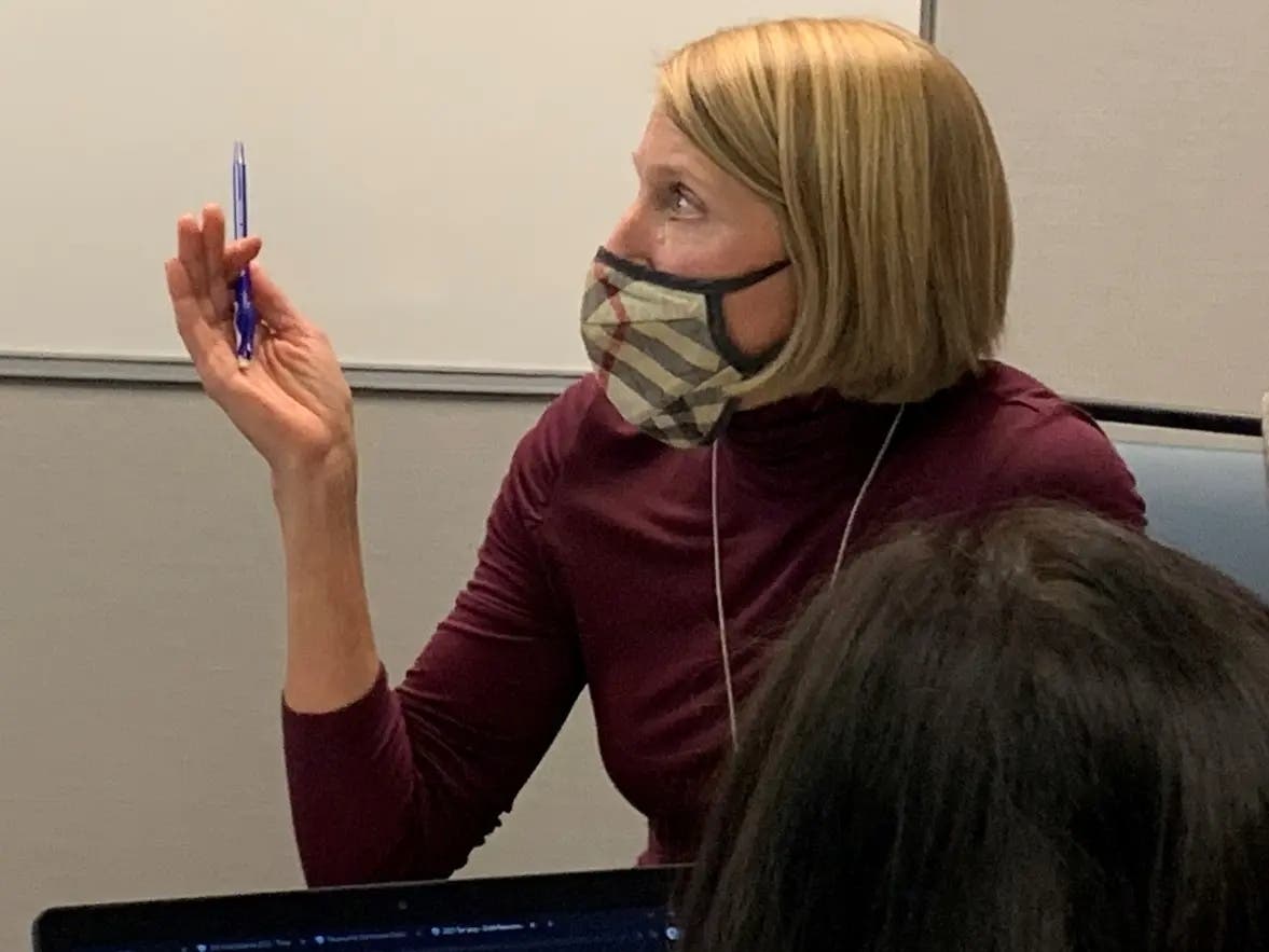 Elmhurst Alderwoman Noel Talluto makes a point about taxes Monday during a meeting of the City Council's Finance Committee in October at City Hall. The committee plans to revisit the issue Monday.