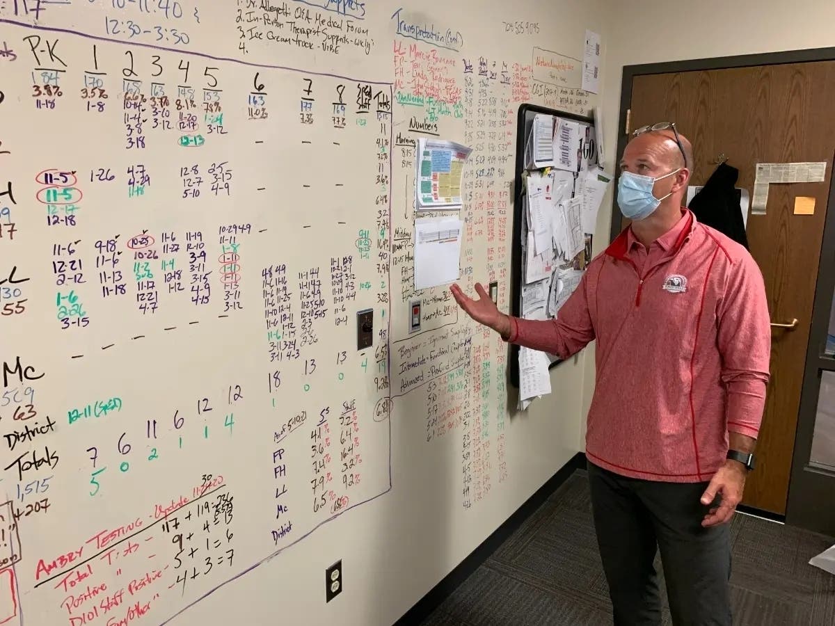 Brian Barnhart, superintendent of Western Springs School District 101, is in his office in mid-2021. 