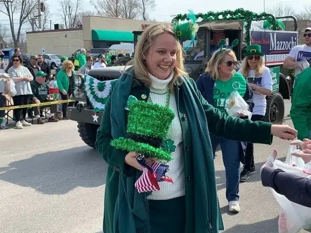 State Rep. Deanne Mazzochi, R-Elmhurst, walks in the St. Patrick's Day parade in Elmhurst earlier this year. 