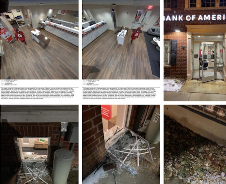 Hinsdale police have obtained surveillance footage of the woman who broke into Hinsdale's Bank of America last month. Officers also took photos of the damage she caused. 