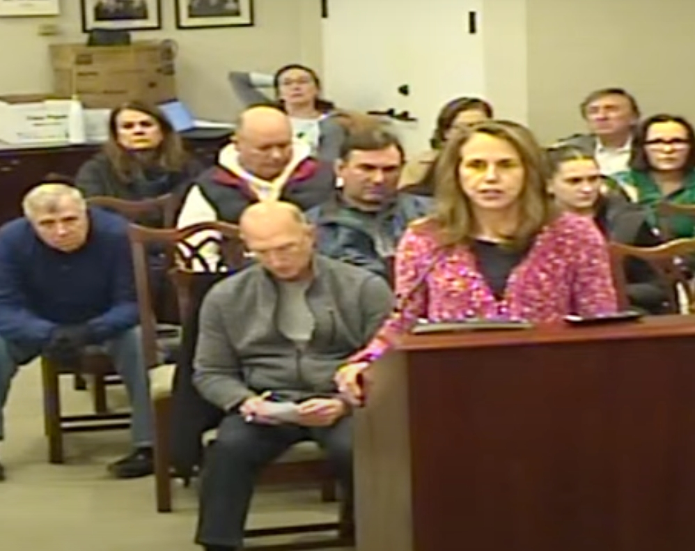 An unidentified woman spoke at Tuesday's Hinsdale Village Board meeting about fears that migrants may spread illnesses on trains. She also asked whether the village could ban migrant buses from coming into town.