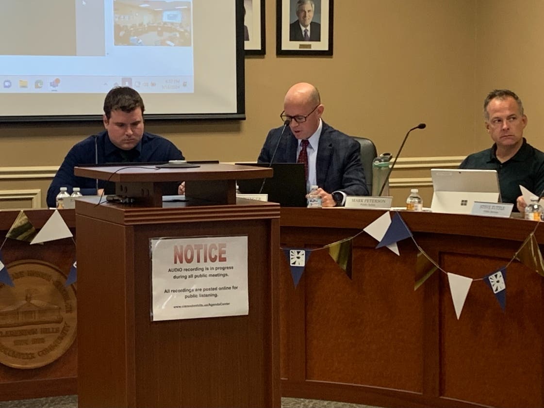 Clarendon Hills Village Manager Zach Creer (left) released a memo Thursday explaining how the village has scaled back its proposal for a tax district. 