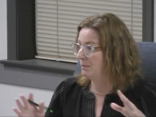 Darien Alderwoman Mary Sullivan speaks Monday about a request involving a chicken coop in the Tara Hill subdivision, where she lives.