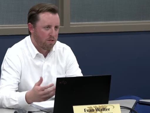 Burr Ridge Administrator Evan Walter tells the Village Board on Monday about an expected $4 million in sales taxes. 
