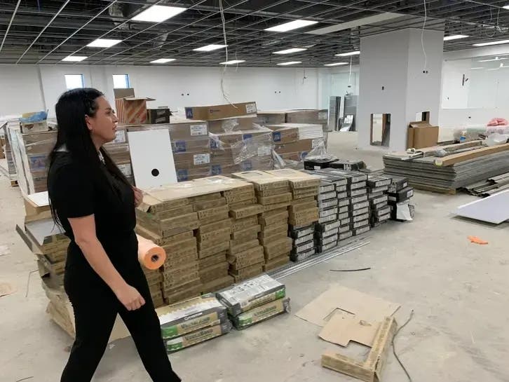 Mila Krcevinac, a Super Ego executive, walked through an area of the company's headquarters that was being renovated into a lounge for truckers in 2023. Despite substantial upgrades, a developer plans to demolish the building and erect a new one.