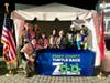 Members of BSA Scout Troop 19 (L-R) - Morgan Lomax, Bridget Lomax, Ava Legasto, Emma Laffler, Caroline Desoe, Riya Tyagi, Robyn Ulrich with Scoutmaster Daniel Cannon