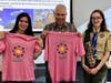Scouts BSA Troop 19 Senior Patrol Leader Bridget Lomax presents Mrs. Chacon and Mr. Schreiber with an official Troop t-shirt as a token of appreciation,