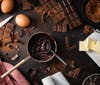 Fresh eggs, butter,100 % single origin Rain Forest Alliance, certified Ecuadorian  chocolate (The key ingredient) and cane sugar