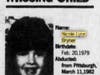 Newspaper clipping of Nicole Bryner (photo courtesy of the Asbury Park Press 05/17/1985)