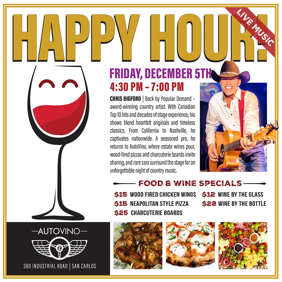 Friday Happy Hour Among Rare & Exotic Cars: Live Music, Neapolitan Wood-Fired Pizza, and Estate Wine